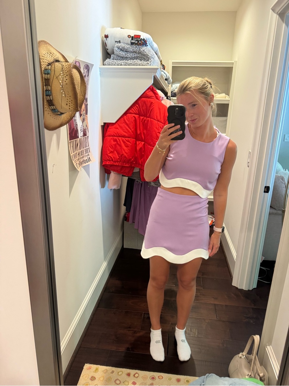 AUREUM Lilac and White Two-Piece Cutout Romper
